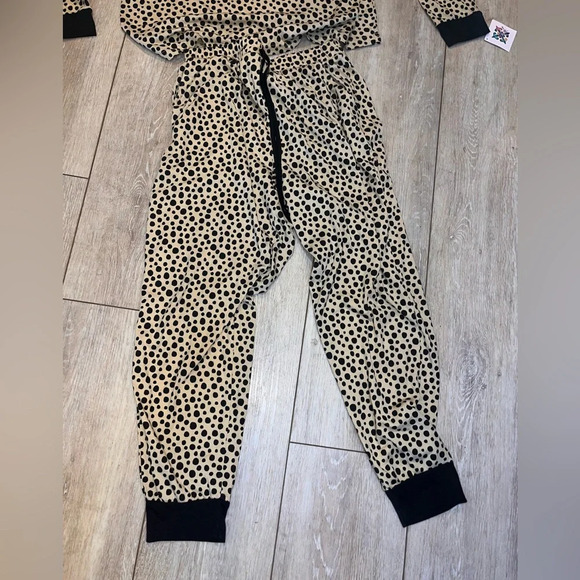 NWT Jane Marie Cheetah Animal Print Dot Long Sleeve Pants Pajama Set XL - Picture 4 of 9